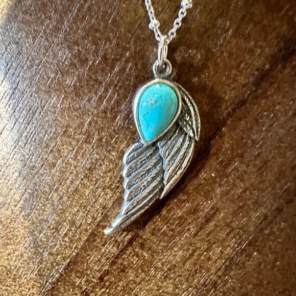 Native American Eagle Turquoise Necklace, Genuine Sterling Silver & Turquoise S - Picture 3 of 15